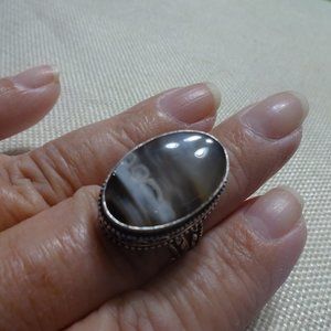 Natural "MONTANA AGATE" Handmade Sterling Ring Size 8.5 #285B